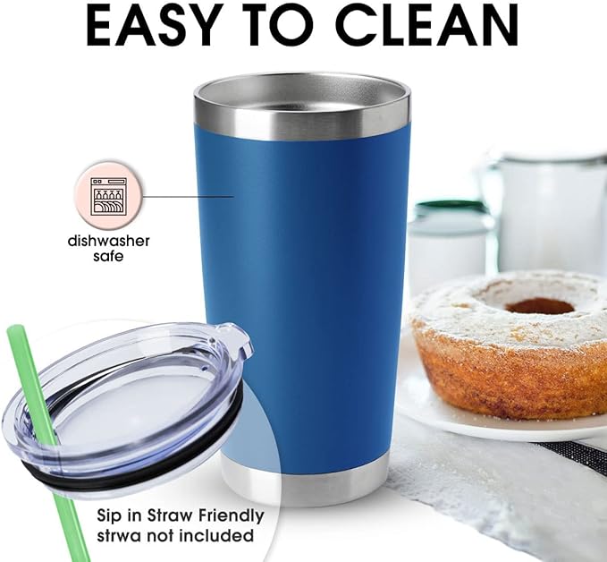HASLE OUTFITTERS 20oz Tumblers Stainless Steel Mugs with Lid Double Wall Vacuum Insulated Coffee Cups for Cold & Hot Drinks (20oz-Dark Blue, 12 Pack)