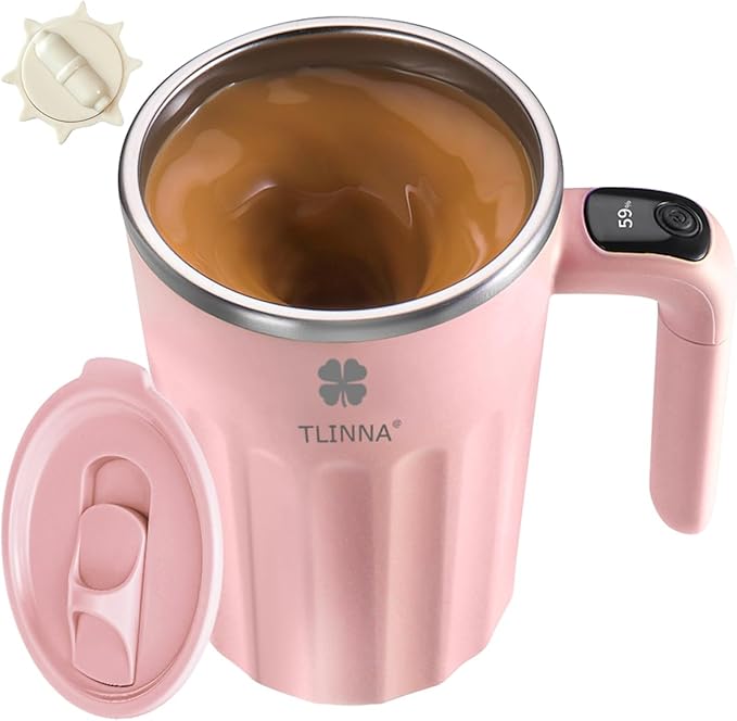 Drink Stirrer,Electric Mixing Mug,Electric Stirring Mug, Coffee Mug,Suitable for Coffee, Milk, Cocoa and Other Beverages (Pink, 16 oz)