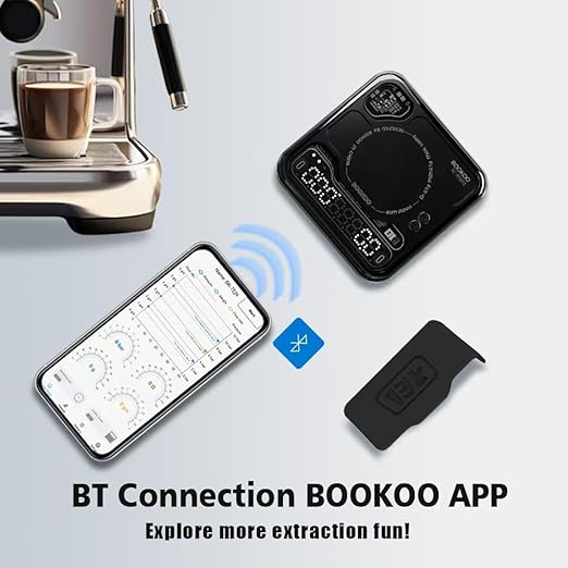 BOOKOO Coffee Scale Espresso Scale with Timer Mini Digtial Coffee Scale Rechargeable with Auto Mode Flow Rate Mode for Coffee Extraction Scale for Coffee APP Bluetooth Connection Coffee Bean Scale