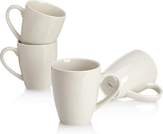 Sweese Porcelain Coffee Mugs - 16 Ounce (Top to the Rim) for Coffee, Tea, Cocoa, Set of 4, Dove Grey