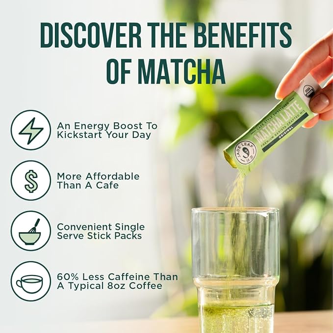 Jade Leaf Matcha Organic Cafe Style Sweetened Matcha Latte Green Tea Powder, Premium Barista Crafted Mix - Authentically Japanese, 30 Count (0.35 Ounce Stickpacks)