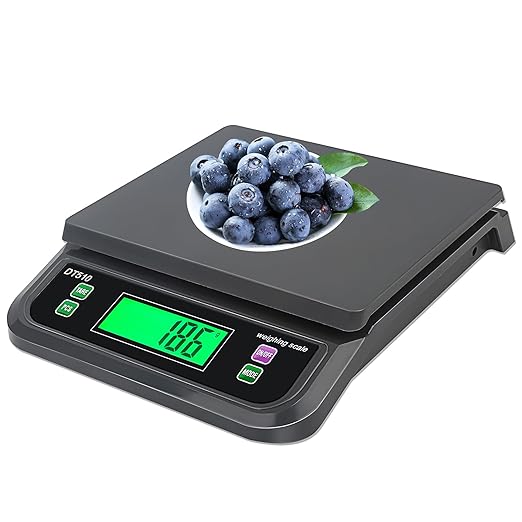 66LB 30kg Large Digital Kitchen Scale Food Scale for Baking Cooking Bread Meat Scales with Tare and Prep Counting LCD Display with Adapter, 6 Unit (Grey, 30kg)
