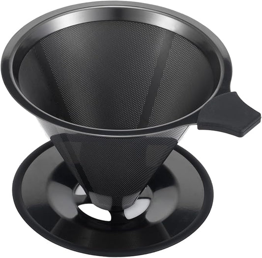 Pour Over Coffee Maker INSINTAR Stainless Steel Pour Over Drip Coffee Filter Paperless Coffee Strainer Reusable Single Cup Coffee Maker 1-4 Cup (Titanium Black)