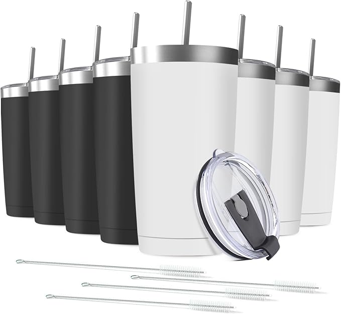 20 oz Stainless Steel Insulated Tumbler with Straw and Lid, Double Wall Travel Coffee Mug Vacuum Insulated Bulk Tumbler, Suitable for Vehicle Cup Holders