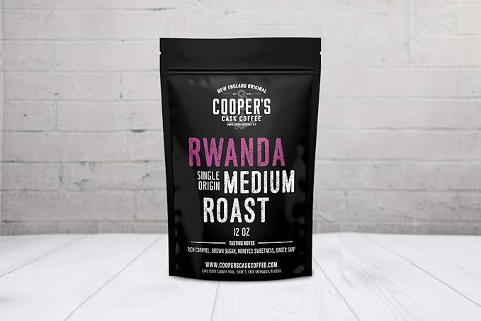 Rwanda Full Bodied Medium Roast Coffee Beans, Single Origin Whole Bean, 12 oz Bag