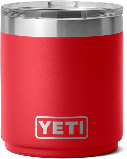 YETI Rambler 10 oz Stackable Lowball 2.0, Vacuum Insulated, Stainless Steel with MagSlider Lid, Rescue Red