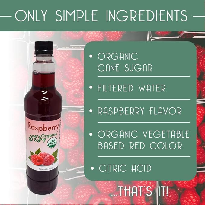 Joe’s Syrup Organic Flavored Syrup, Organic Raspberry, 750 ml