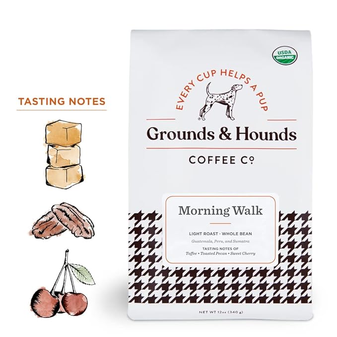 Grounds & Hounds Three Blend Starter Kit - 100% Organic Whole Bean Coffee Variety Pack, Whole Coffee Beans, Includes Three 12oz Bags of Our Most Popular Blends