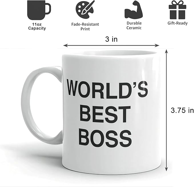 World's Best Boss Funny Coffee Mug - BeBr Bosses Day Gifts Ideas -Novelty Present For My Greatest Boss Male or Female, Men, Great Office Gift Mugs,Birthday,Leaving or Home Daily Use 11 oz Ceramic Mug