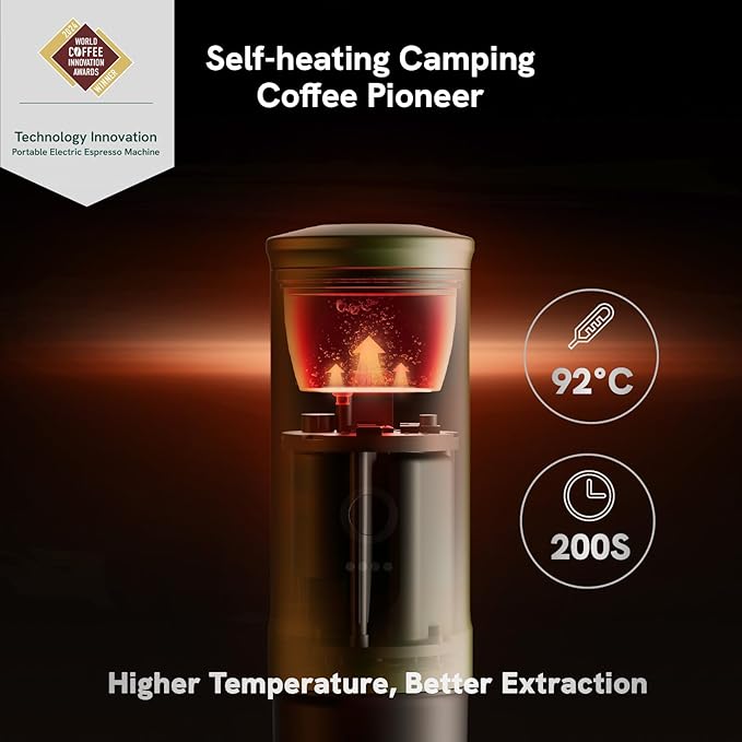 OutIn Nano Portable Electric Espresso Machine, Travel Coffee Maker for Camping, Car Coffee Maker Self-Heating with USB-C, With Ground Coffee & NS Capsule for RV, Hiking, Office