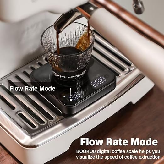 BOOKOO Coffee Scale Espresso Scale with Timer Mini Digtial Coffee Scale Rechargeable with Auto Mode Flow Rate Mode for Coffee Extraction Scale for Coffee APP Bluetooth Connection Coffee Bean Scale