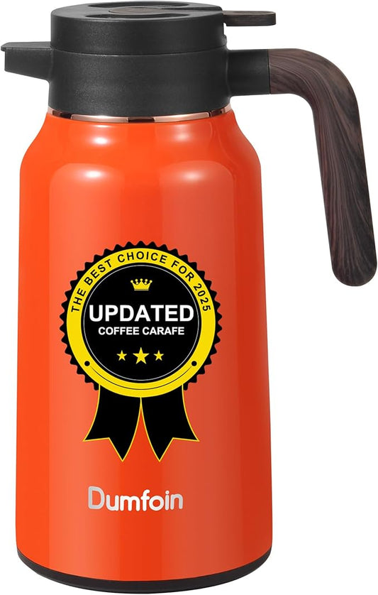 Carafes for Hot Liquids 70 oz - 12 Hour Stainless Steel Thermal Coffee Carafe-Insulated Coffee Carafes For Keeping Hot/Cold Coffee, Tea, Water, Drink Dispenser for Parties(Orange)