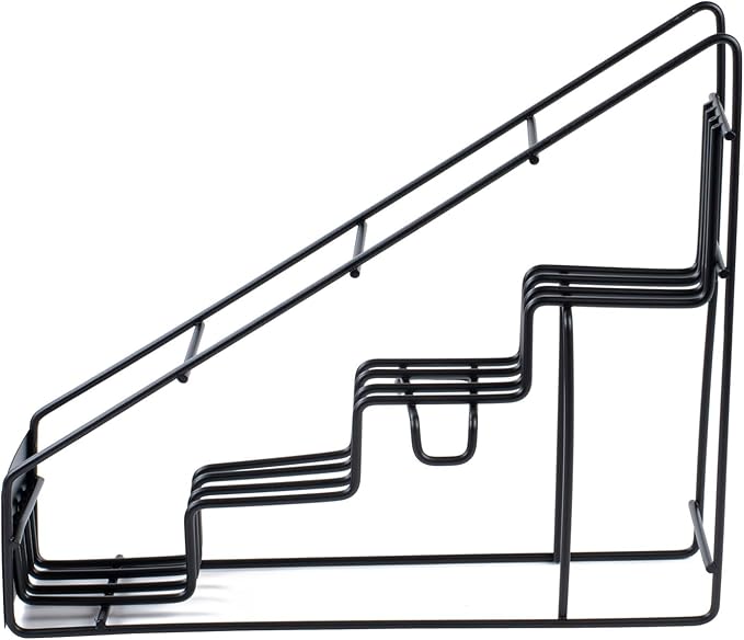 Restaurantware Restpresso 14 x 4 x 12 Inch Coffee Syrup Rack 1 4-Tier Syrup Holder - Wire Design Compact Black Iron Syrup Stand For Retail Displays Coffee Or Liquors