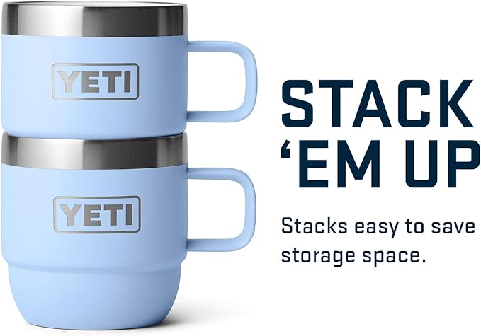 YETI Rambler 6 oz Stackable Mug, Stainless Steel, Vacuum Insulated Espresso/Coffee Mug, 2 Pack