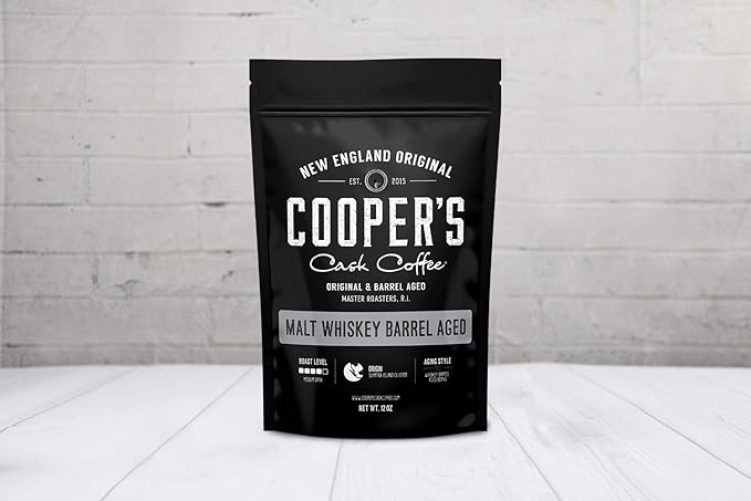 Single-Malt Whiskey Barrel Aged Coffee - Ground - Single Origin Sumatra Coffee Beans Aged in Stout Whiskey Barrels - UPRISING- 5lb Bag