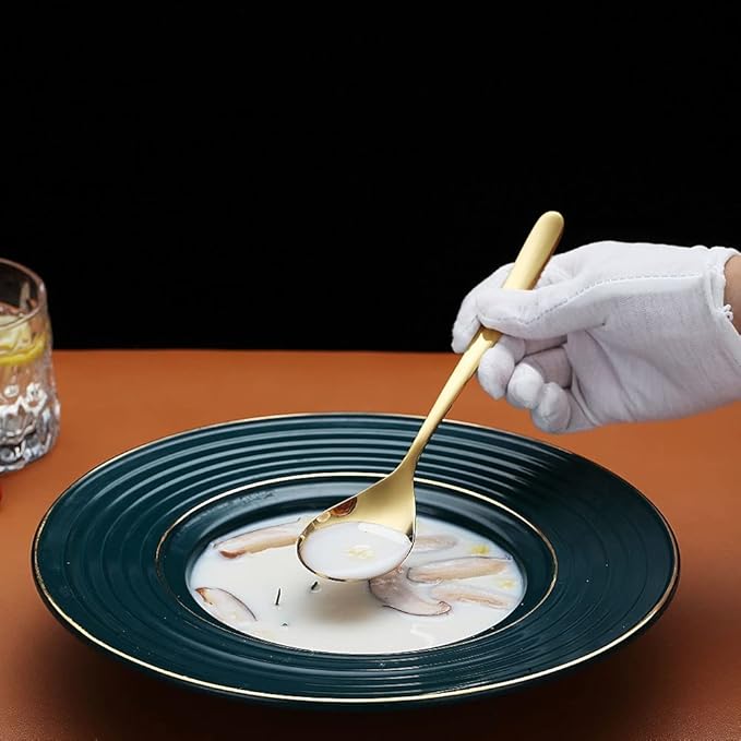 Gold Dinner Spoons 6 Piece, 8.1'' Stainless Steel Tablespoons, Soup Spoons, Dessert Spoons, Spoons Silverware for Home, Kitchen or Restauran,Dishwasher Safe