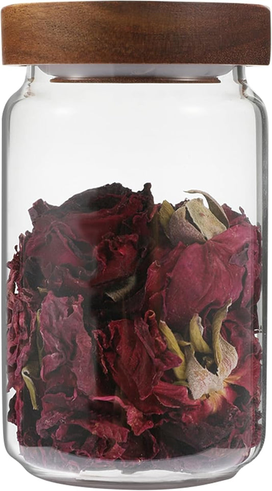 Small Glass Jar with Lids Thicken Glass Coffee Storage Canister Borosilicate Glass Food Containers Bottle for Spice Ground Nut Pasta Sugar Candy Tea (6.7oz（200ml)-1 PACK