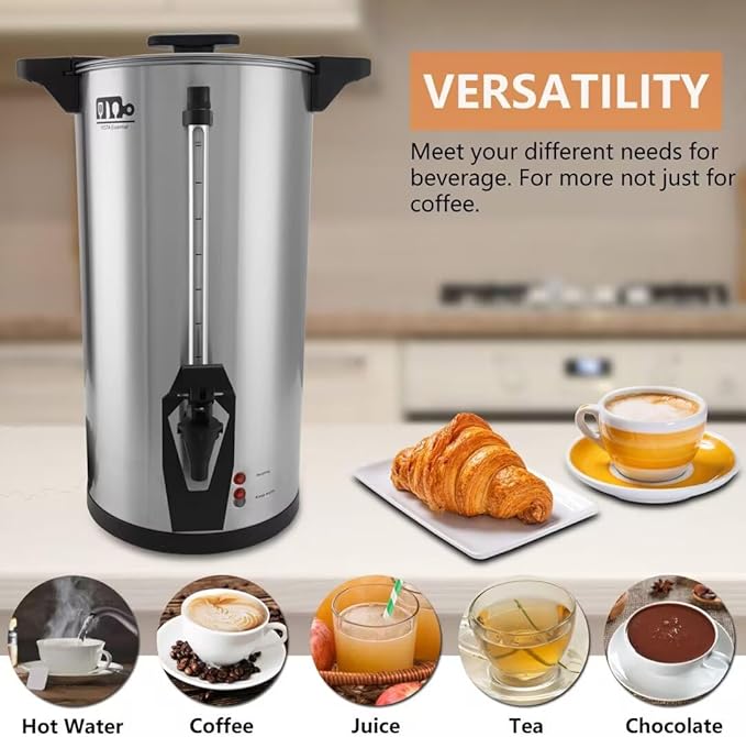 75 Cup 12L/3.17Gallon Commercial Coffee Urn, Festa Essential 950W Large Percolate Coffee Maker, Hot Beverage dispenser With Double Dripless Faucet, Quick-Brewing Hot Water Urn for Catering,Home,Events