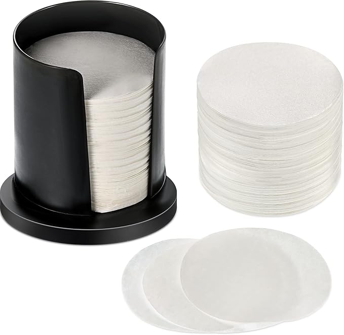 Outus 2 Pack 700 Count Coffee Filter Paper Replacement Filters with Filter Holder Round Disposable Paper Filters for DIY Coffee Compatible with the Aeropress Coffee and Espresso Maker (White)