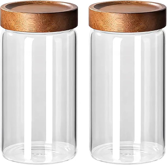 Glass Jar with Screw Top Lid 37oz Borosilicate Glass Spice Jars Seasoning Containers Kitchen Glass Food Storage Canisters for Pantry Liquid Tea Bath Salts Fermenting