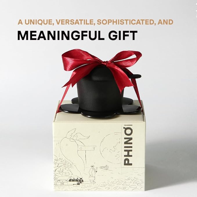 PHINOI Pour Over Coffee Dripper - Vietnamese Phin Filter – Single Cup Coffee Maker 1-2 Cup with Flower Design – Plastic Reusable Coffee Filter for Manual Brewing, Travel Friendly (Black)