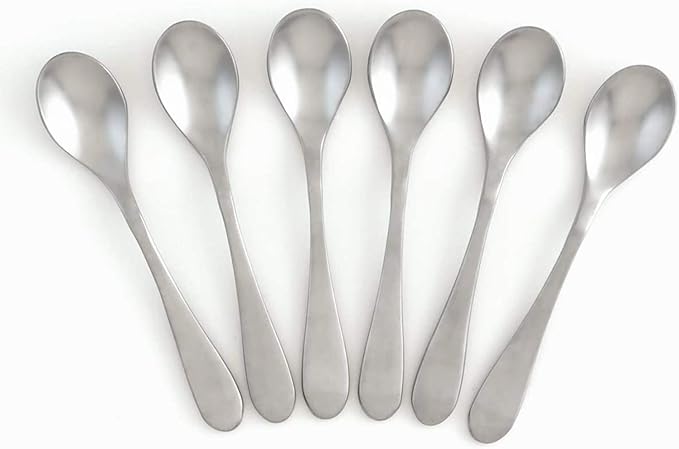 Knork Stainless Steel Demitasse Spoon (Set of 6), Matte Silver, Tiny Coffee-Appetizer Specialty Spoons, Specialty Demitasse