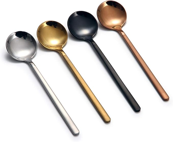 8 Pcs Coffee Spoons Teaspoons 5.3-Inch Matte Frosted Handle Stainless Steel Espresso Spoons for Coffee Ice Cream Sugar Dessert Cake Soup