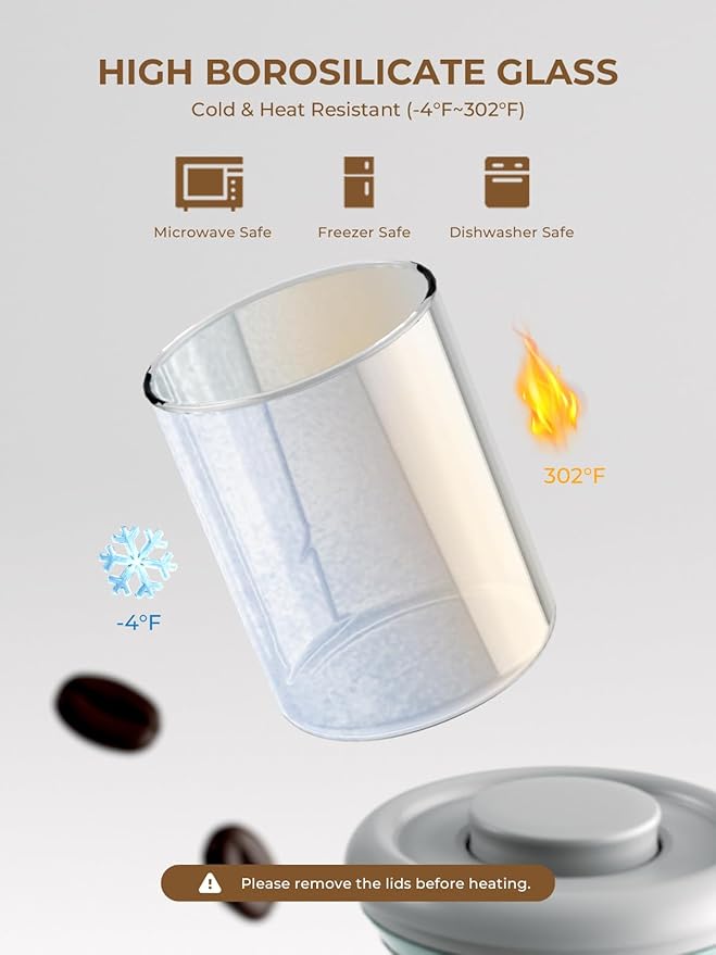 Coffee Bean Container Airtight Storage Containers Pop Up Canister High Borosilicate Glass Jar Air Tight Containers for Coffee 300g 900ml*2 Gray