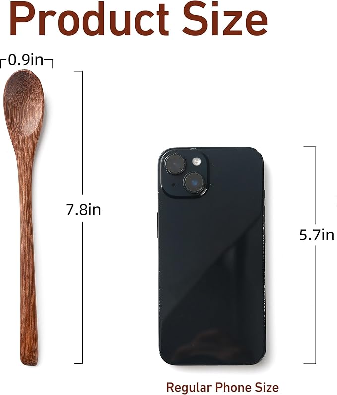 2PCS 7.8inch Wooden Spoons for Honey and Coffee，Small Wooden Spoons with Long Handle for Stirring – Padauk Wood Honey Spoon & Coffee Spoons for Jars, Tea and Spice