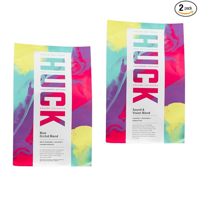 Bean Box Denver Coffee Sampler, 2-Pack - Roasted by Huckleberry Roasters, Gourmet Arabica Coffee, Variety Pack - Whole Bean