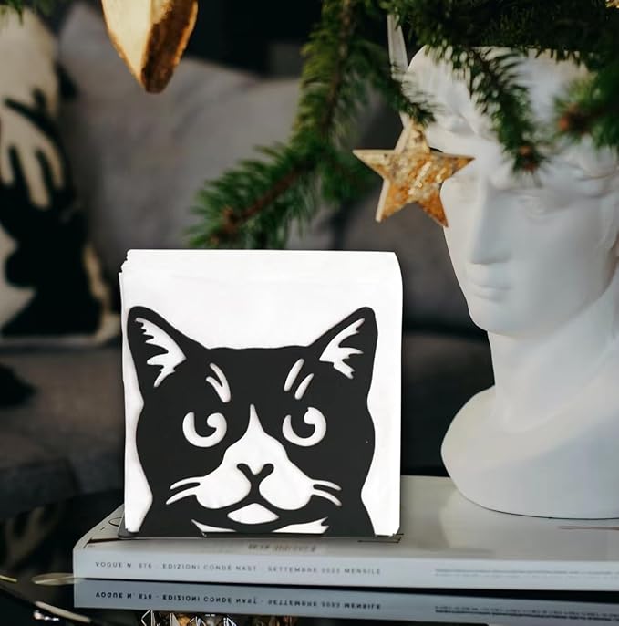 Napkin Holder for Table,Metal Napkin Holder for Kitchen Dining Farmhouse Cocktail Picnic Bar Rustic, Modern Napkins Holder for All Dining Room Decors (Cat)