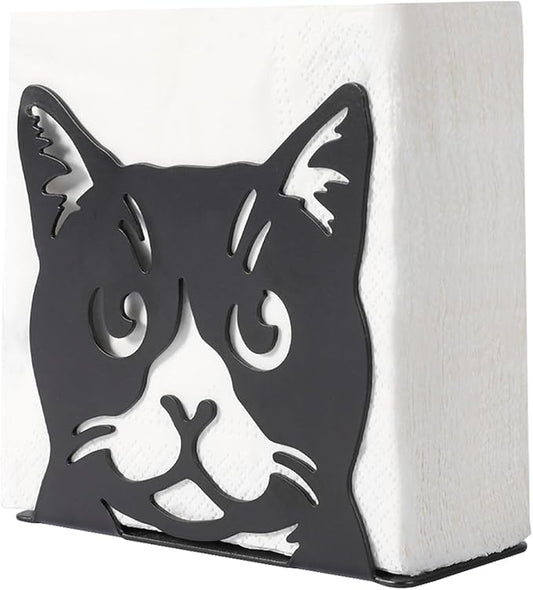Napkin Holder for Table,Metal Napkin Holder for Kitchen Dining Farmhouse Cocktail Picnic Bar Rustic, Modern Napkins Holder for All Dining Room Decors (Cat)
