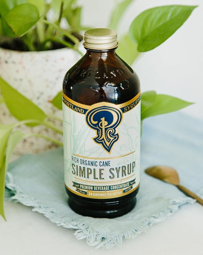 Portland Syrups Organic Cane Simple Syrup - Drink Mix for Exceptional Cocktails, Sugar for Drinks, for Coffee, Mocktails, Baking, 12 oz, 24 Servings - Pack of 1
