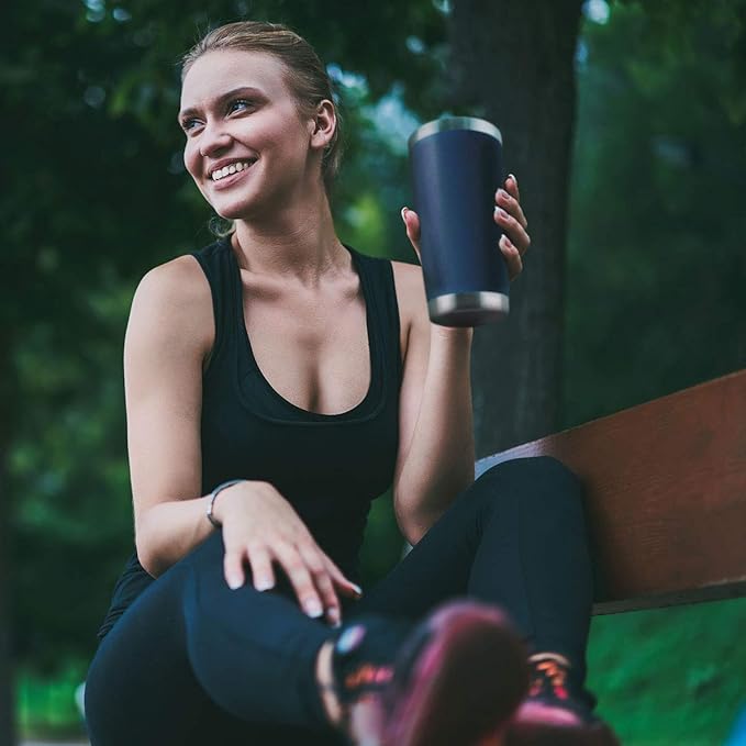 HASLE OUTFITTERS 20oz Tumblers Bulk Stainless Steel Cup with Lid Double Wall Vacuum Insulated Coffee Mug for Cold & Hot Drinks 8 Pack, Navy