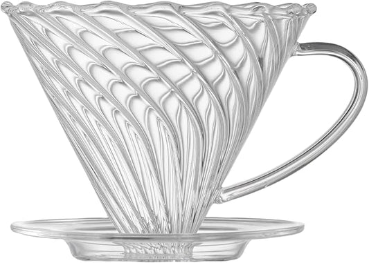 Coffee Dripper, Resuable Pour Over Coffee Maker With Handle, Slow Brewing Coffee Pour Over for Cafe, Travel, Home&Offices, Single Cup Coffee Pour Over, #02 (Borosilicate Glass, 1-4 Cups)