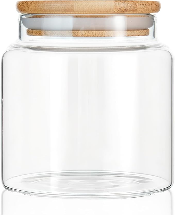 16 oz/480 ml Glass Storage Canister with Airtight Lid, Clear Decorative Container Jar for Coffee, Spice, Candy, Salt, Cookie, Condiment, Pepper, Sugar, Overnight Oats - Small