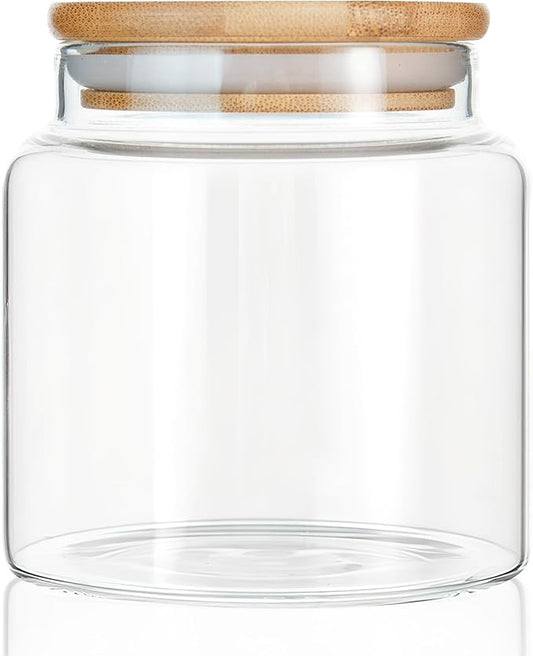 16 oz/480 ml Glass Storage Canister with Airtight Lid, Clear Decorative Container Jar for Coffee, Spice, Candy, Salt, Cookie, Condiment, Pepper, Sugar, Overnight Oats - Small