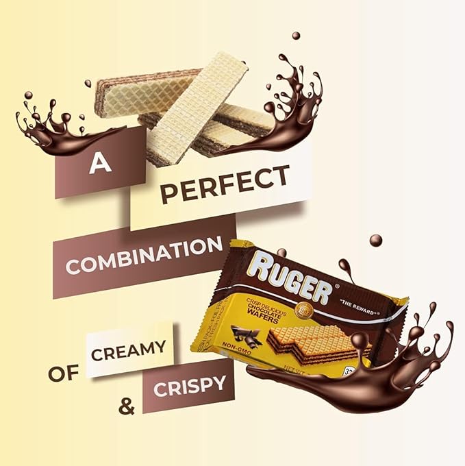 Ruger Wafers Austrian Chocolate Wafers, 2.125 Ounce (Pack of 12) - Crisp, Creamy, Delicious Chocolate Treats with Natural Ingredients and Extended Shelf Life, Perfect for Snacking, Desserts, and Anytime Indulgence