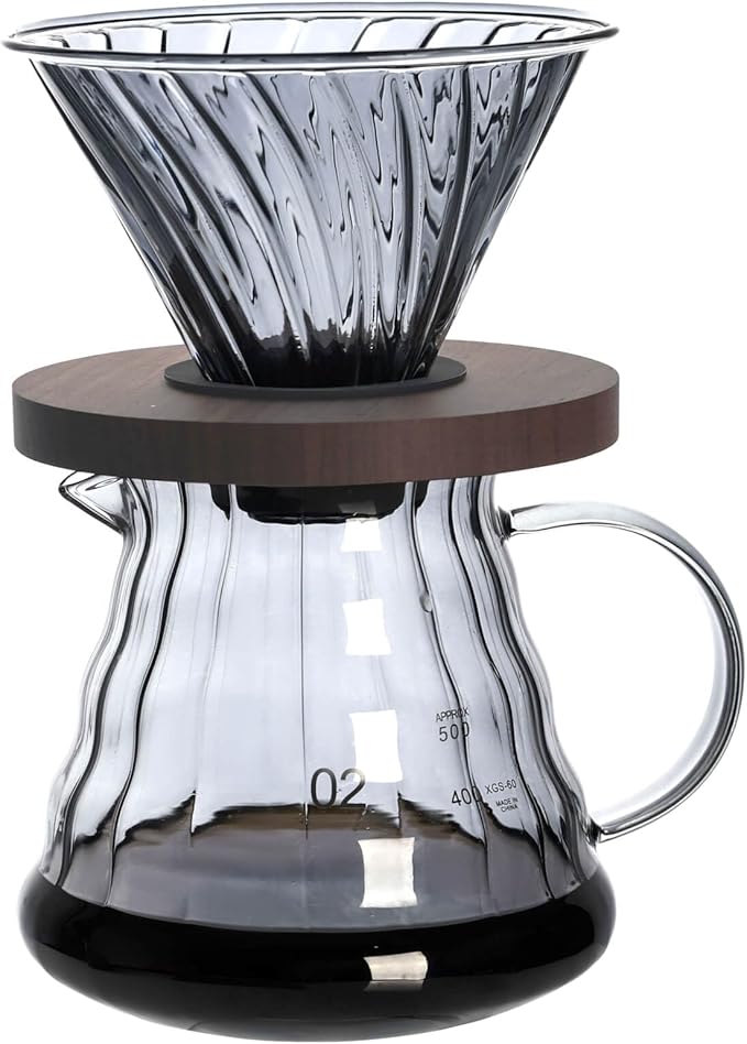 Unbreakable - Pour Over Coffee Maker 720ML/24OZ, Heat Resistant Borosilicate Glass Dripper with Filter Holder, BPA-Free Manual Coffee Brewer for Home and Office Use