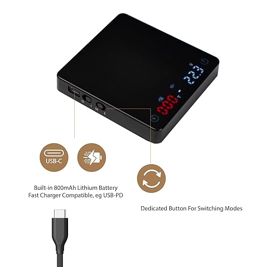 MiiCoffee Nano Coffee Scale with Timer, Espresso Scale with Auto Tare, Touch Sensor and Silicone Cover