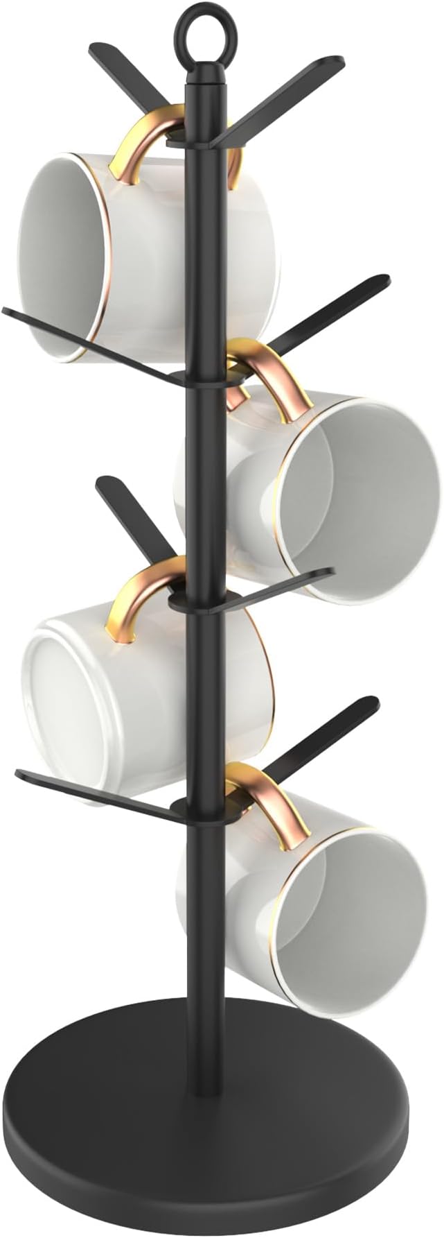 simesove Coffee Mug Holder, Non-Slip Cup Tree with 8 Hooks, Wood Stand Organizer for Counter, Bar and Kitchen Home Decor (Black)