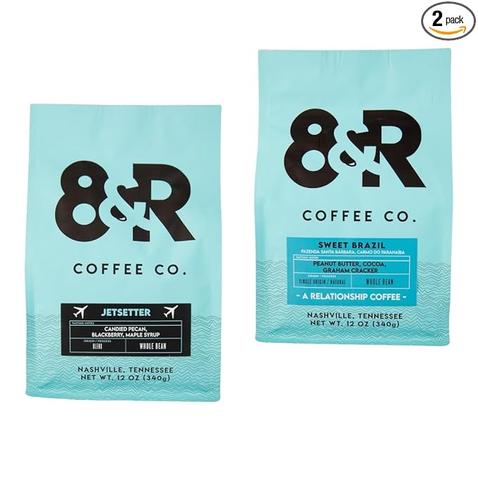 Bean Box Nashville Coffee Sampler, 2-Pack - Roasted by 8th & Roast Co., Gourmet Arabica Coffee, Variety Pack - Freshly Ground