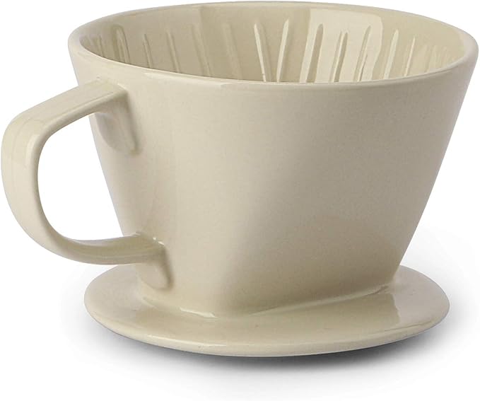 Yeeco White Coffee Dripper, Ceramic Filter Size 02, Manual Pour Over Dripper for Home, Office & Cafe