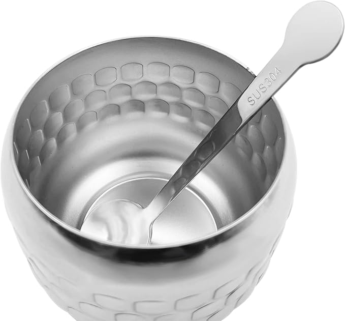 Stainless Steel Sugar Bowl Coffee Seasoning Jar Condiment Pot Spice Container Canister Cruet with Glass Lid and Spoon