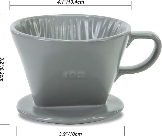 Pour Over Ceramic - Coffee Dripper Ceramic Coffee Maker with 3 Holes Flat Bottom, Porcelain Slow Filter Cone for Travel, Camping, Office, Home, Coffee Maker Brew…