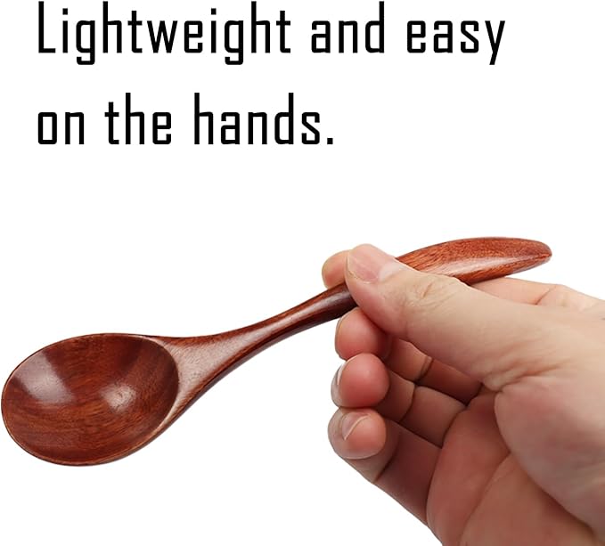 6 pcs Wooden Spoons for Eating, 6.7 inch Wooden Honey Spoons for Tea, Wood Teaspoons for Stirring Coffee - Perfect for Soup,Eating,Scooping Jars & Canisters,Dessert