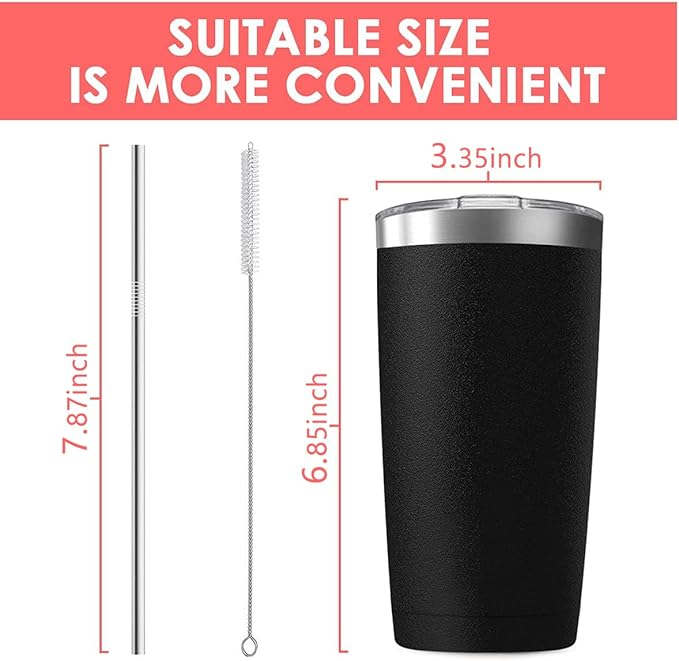 6 Pack 20 oz Stainless Steel Insulated Tumbler with Straw and Lid, Double Wall Travel Coffee Mug Vacuum Insulated Bulk Tumbler Set of 6, Suitable for Vehicle Cup Holders