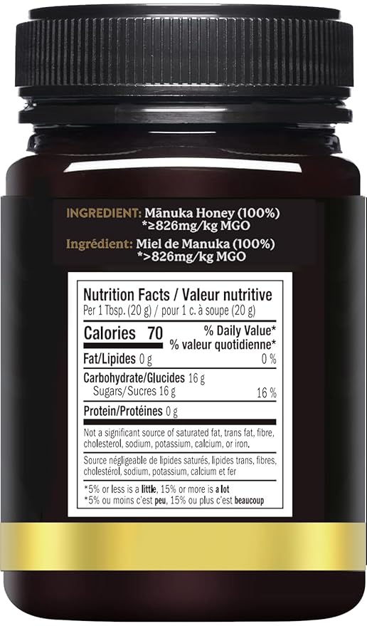100% Pure New Zealand Honey UMF 20+ MGO 826+ Raw Manuka Honey, Unfiltered Certified Award Winning Silky Smooth Taste & Texture 17.6 Oz