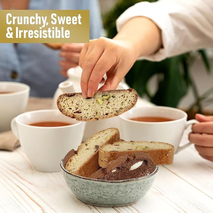 Italian Biscotti Cookie Gift Box, 30+ Pieces Individually Wrapped Gourmet Biscotti - 2Lb Square Tin with Authentic Italian Cookies for Holliday Gifting, Coffee Pairing, and Christmas Celebrations