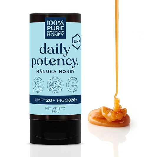 Manuka Honey New Zealand 100% Pure UMF 20+ MGO 826+ Squeezy Honey Raw & Unfiltered Certified Award Winning Silky Smooth Taste & Texture 12 Oz